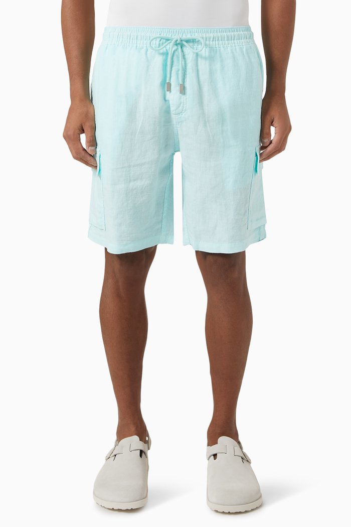 

Baie Bermuda Shorts in Linen, Blue