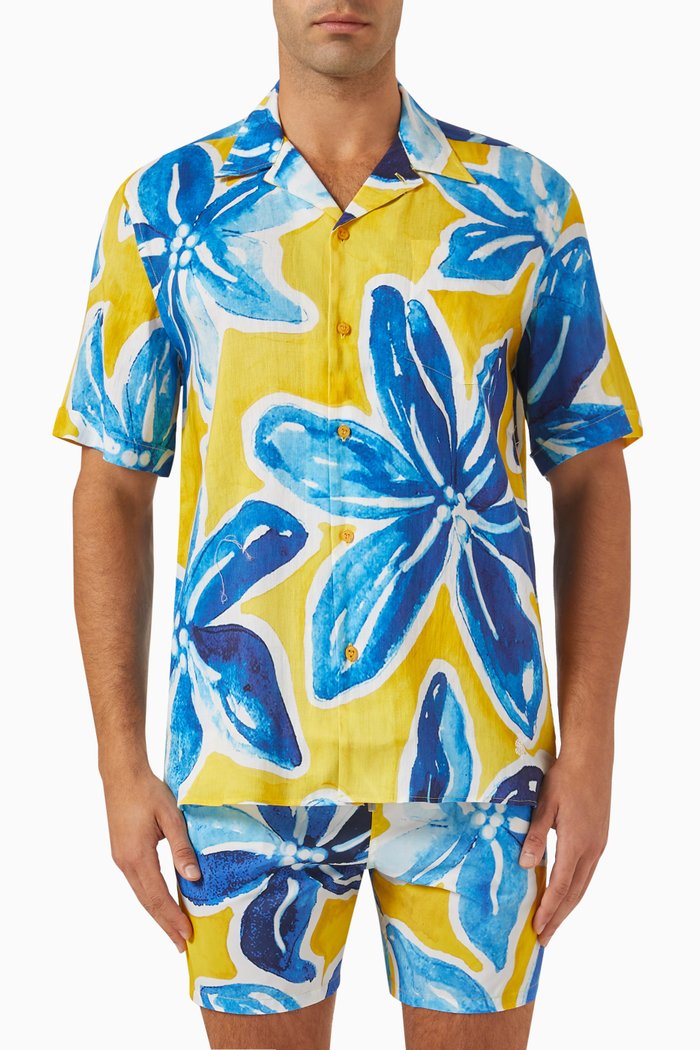 

Chelly Printed Bowling Shirt in Hemp-blend, Multicolour