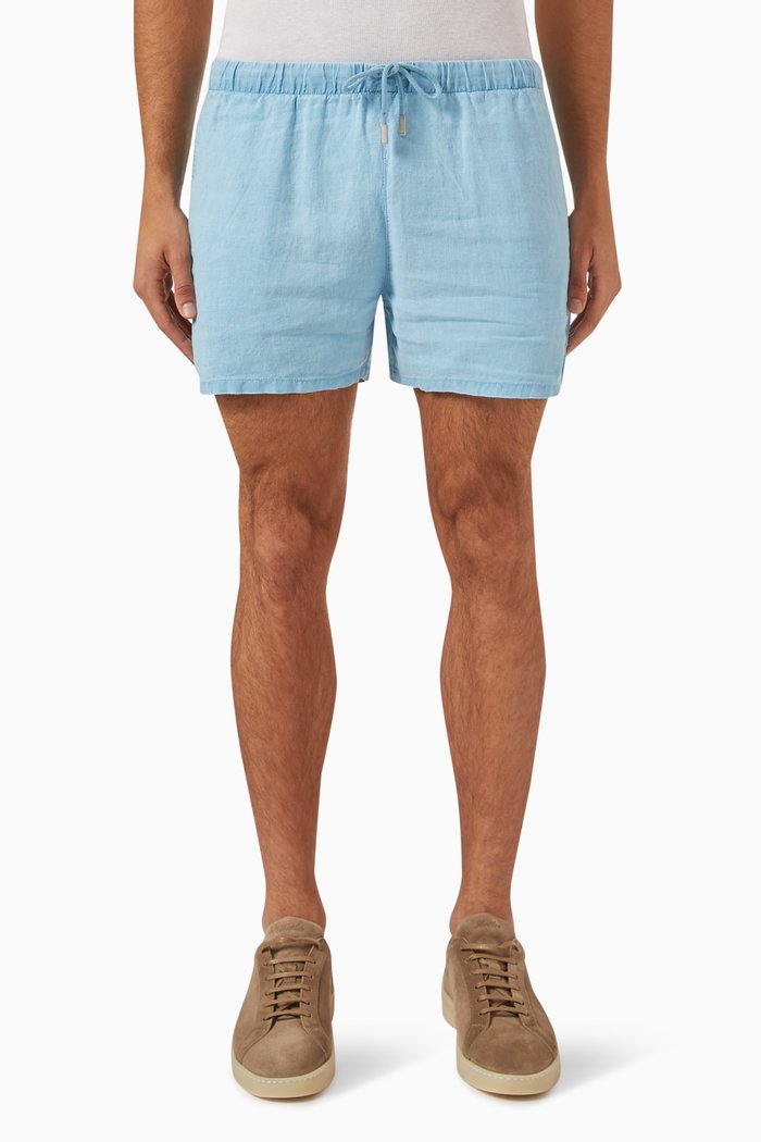

Barry Mineral-dyed Bermuda Shorts in Linen, Blue