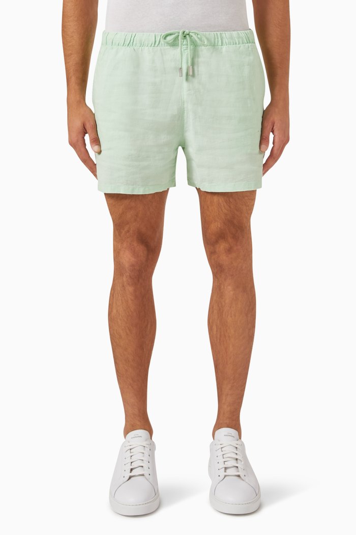 

Barry Mineral-dyed Bermuda Shorts in Linen, Green
