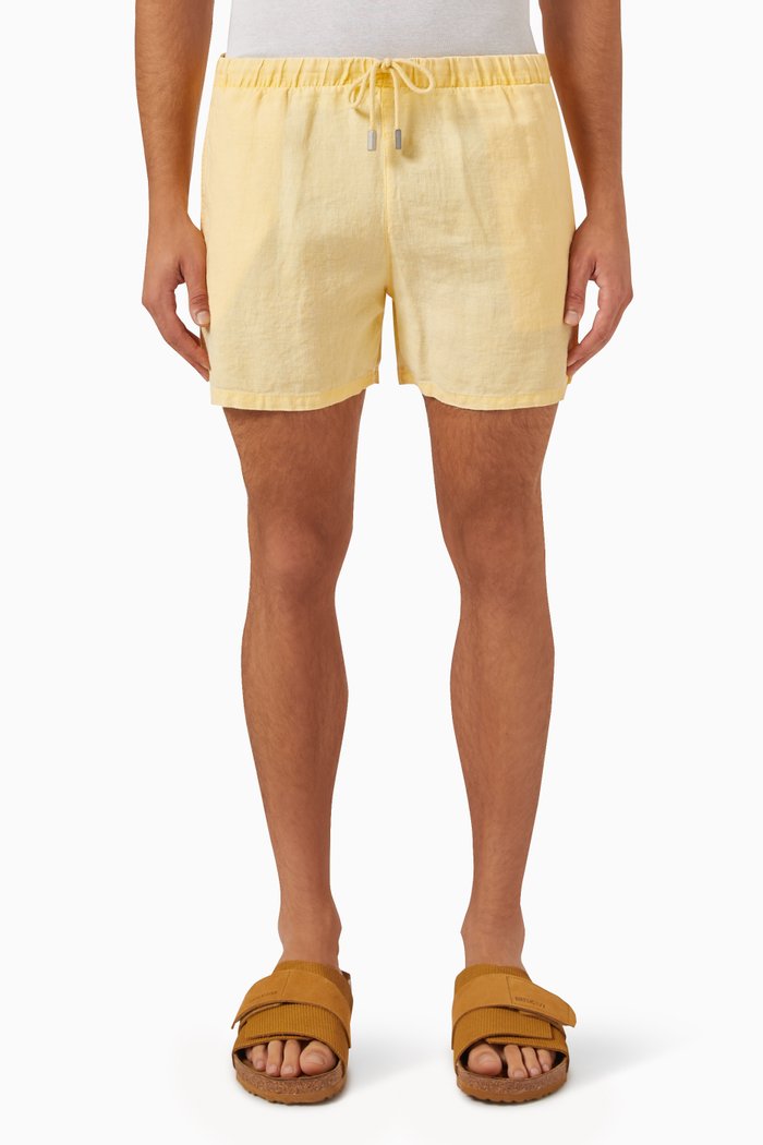 

Barry Mineral-dyed Bermuda Shorts in Linen, Yellow
