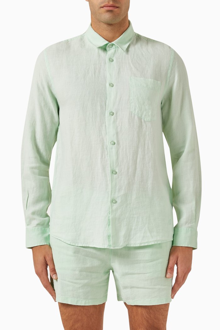 

Caroubis Mineral-dyed Shirt in Linen, Green