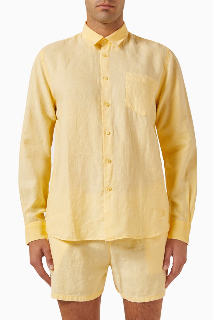 

Caroubis Mineral-dyed Shirt in Linen, Yellow