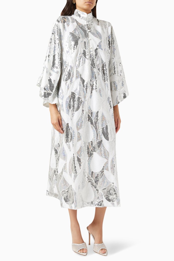 

Tulip Maxi Kaftan in Sequin, Silver
