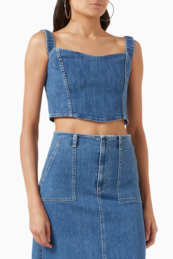 

Luna Off-shoulder Top in Denim, Blue