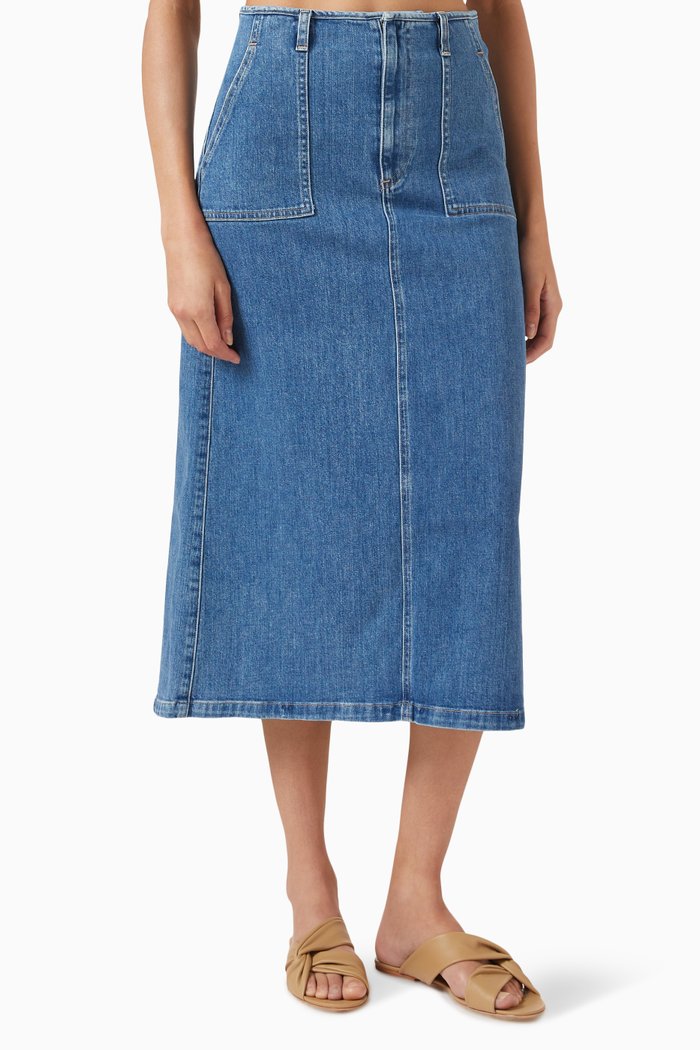 

Jocelyn Midi Skirt in Denim, Blue