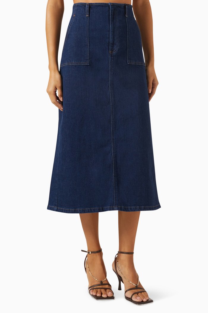 

Jocelyn Midi Skirt in Denim, Blue