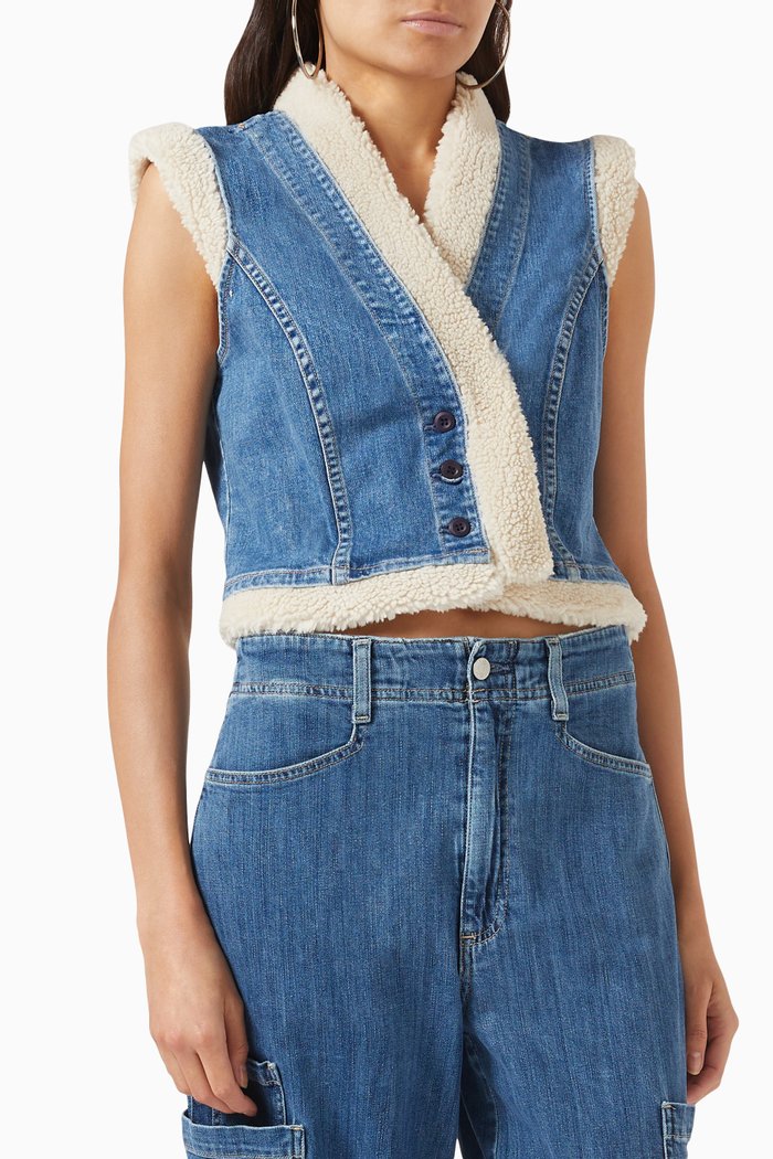 

Gracie Sherpa Vest in Denim, Blue
