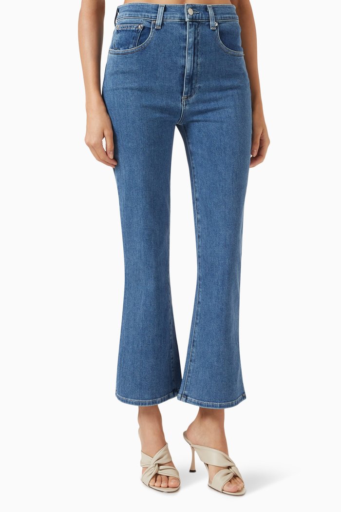 

Stella Crop Flared Jeans in Denim, Blue