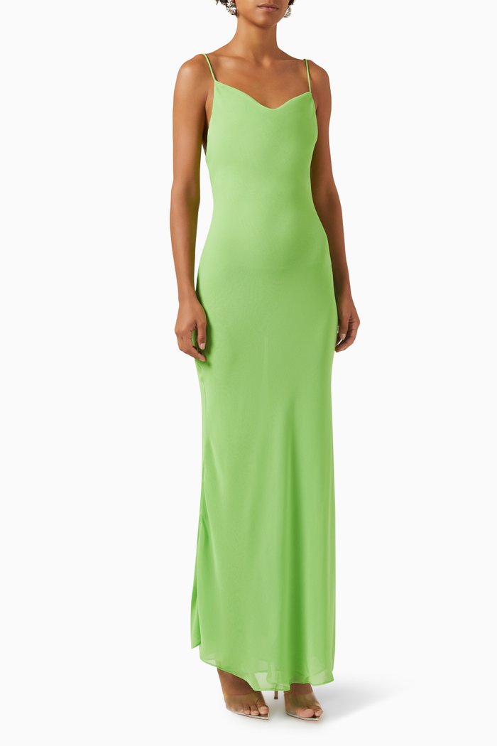 

Elowen Maxi Dress in Georgette, Green