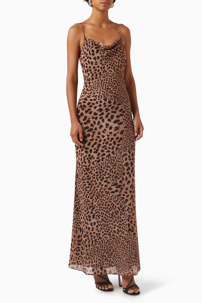 

Elowen Maxi Dress in Georgette, Brown