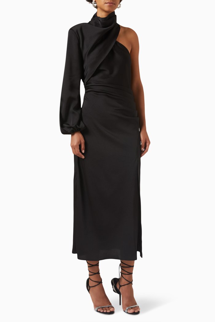 

Eastwood Midi Dress in Satin, Black