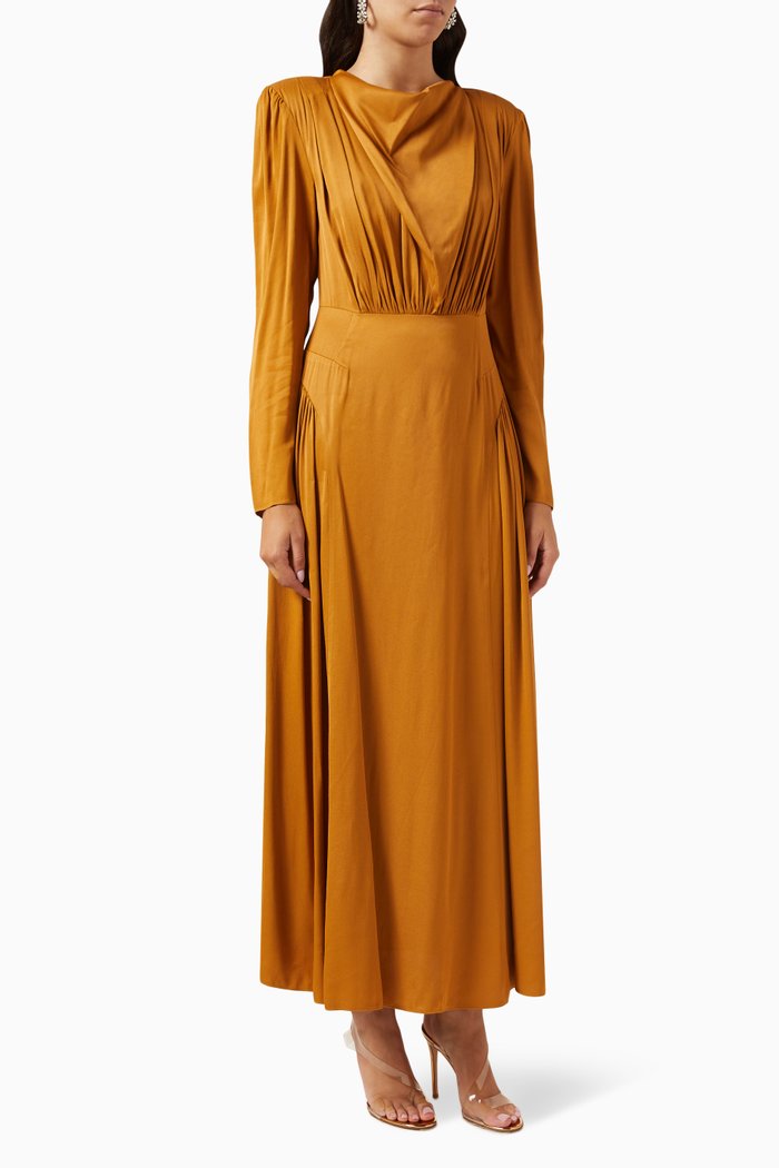 

Sense of You Maxi Dress in Satin, Brown