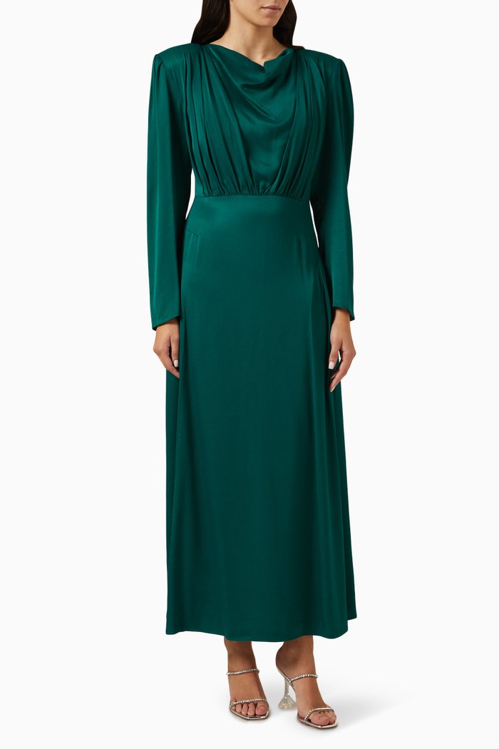 

Sense of You Maxi Dress in Satin, Green