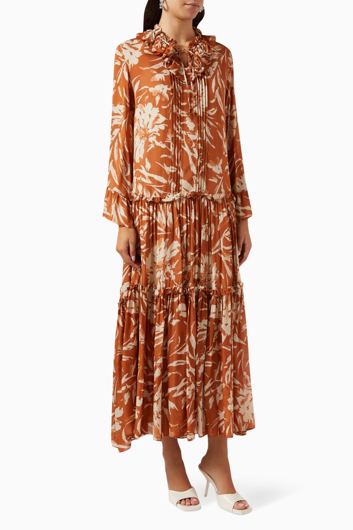 

Floral-print Maxi Dress in Viscose, Yellow