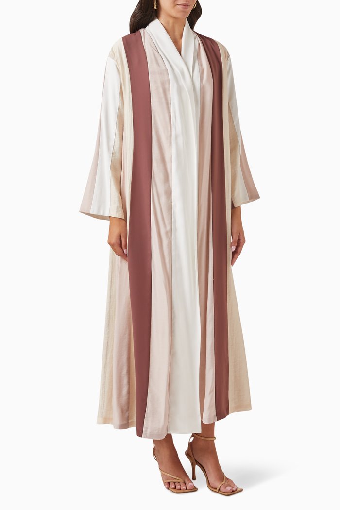 

Sustainable Zainah-cut Striped Abaya, Multicolour