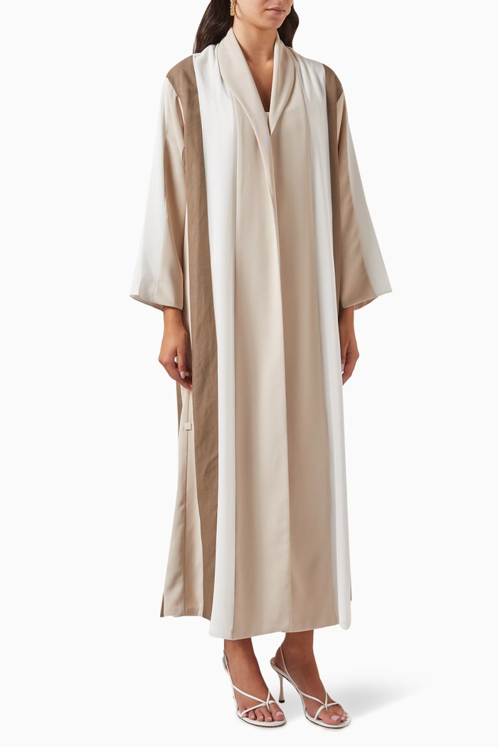 

Sustainable Zainah-cut Striped Abaya, Multicolour