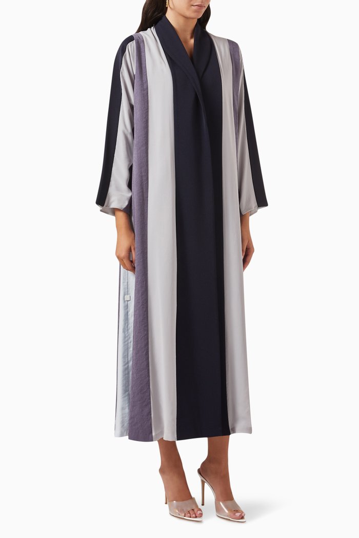 Sustainable Zainah-cut Striped Abaya, Multicolour