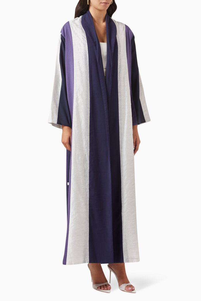 

Sustainable Zainah-cut Striped Abaya, Multicolour