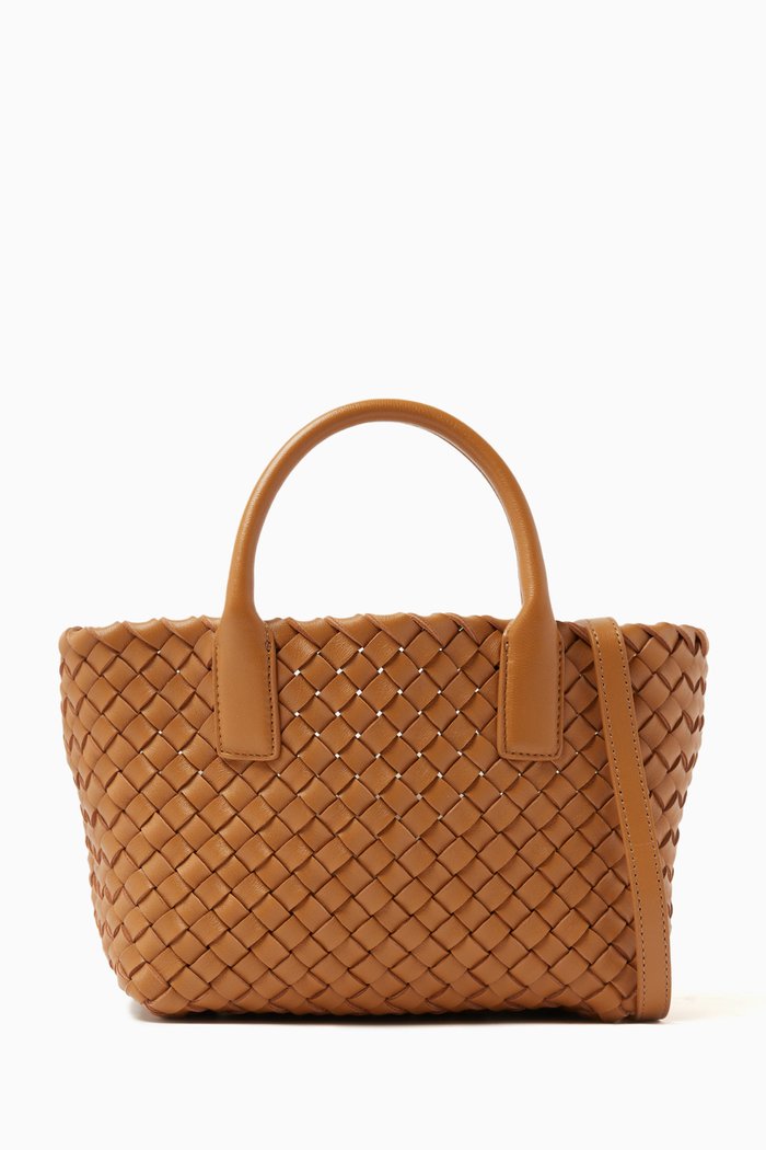 Mini Cabat Tote Bag in Inteccio Leather, Brown