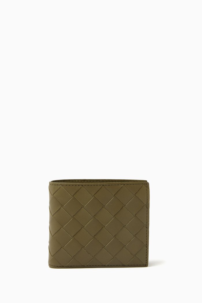 

Bi-fold Wallet in Intrecciato Leather, Brown