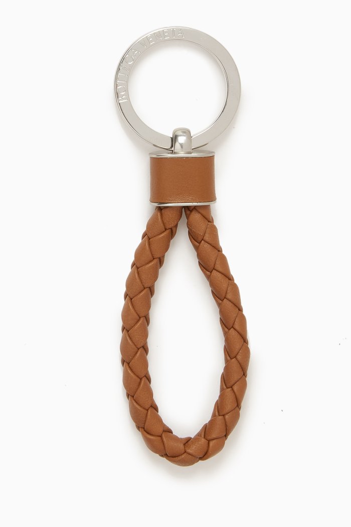 

Key Ring in Intrecciato Leather, Brown
