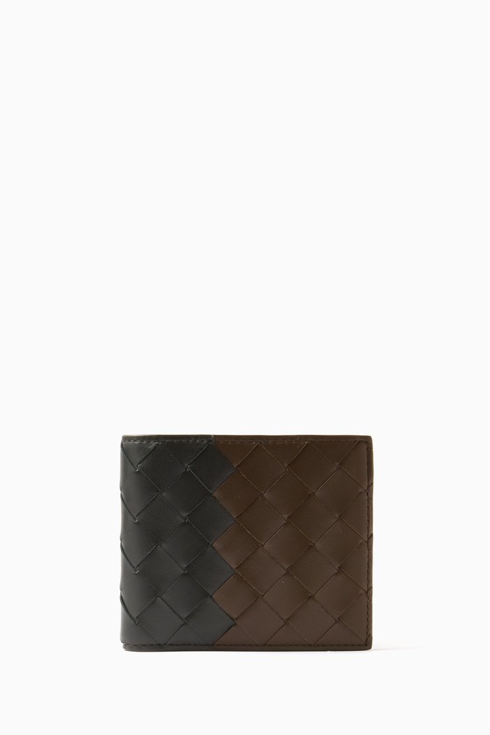 

Bi-fold Wallet in Intrecciato Leather, Brown