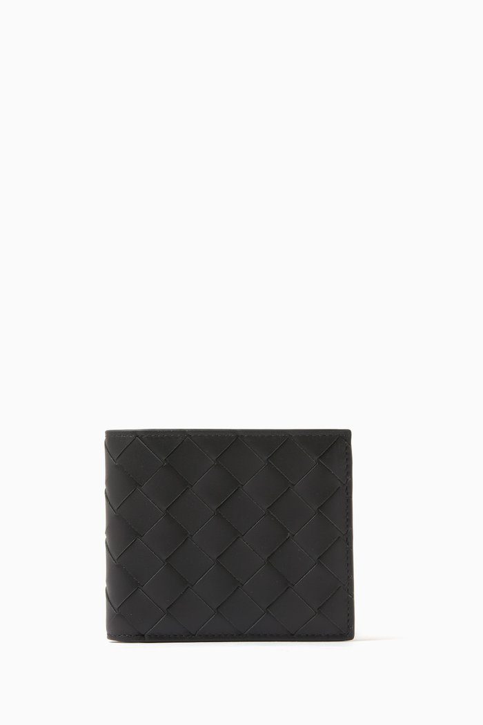 

Bi-fold Wallet in Intrecciato Leather, Green