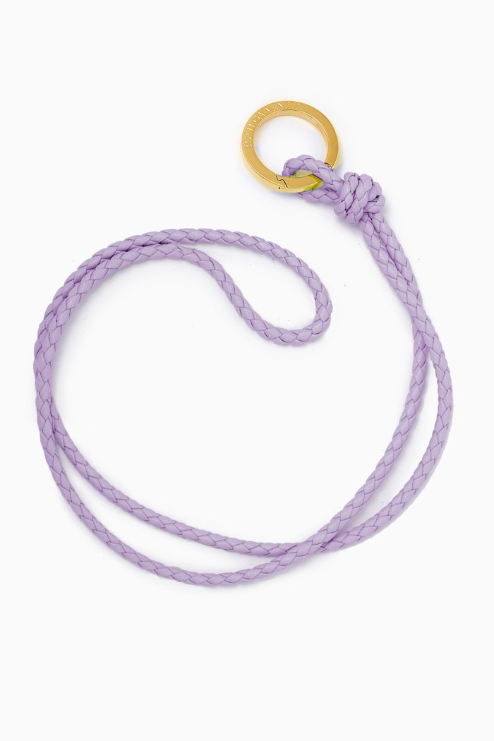 

Long Key Ring in Braided Leather, Purple