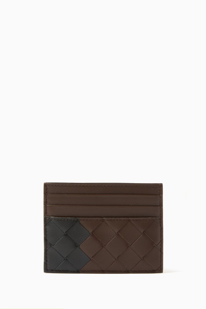 

Credit Card Case in Intrecciato Leather, Brown