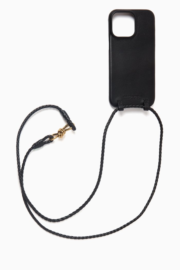 

iPhone 14 Pro Max Case On Strap in Leather, Black