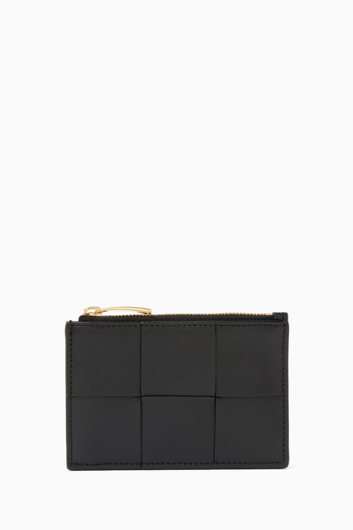 

Cassette Key Pouch in Intrecciato Leather, Black