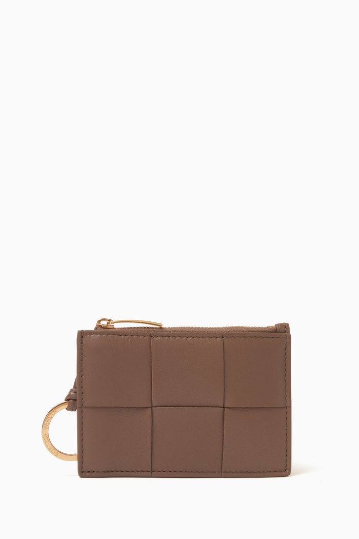 

Cassette Key Pouch in Intreccio Leather, Grey