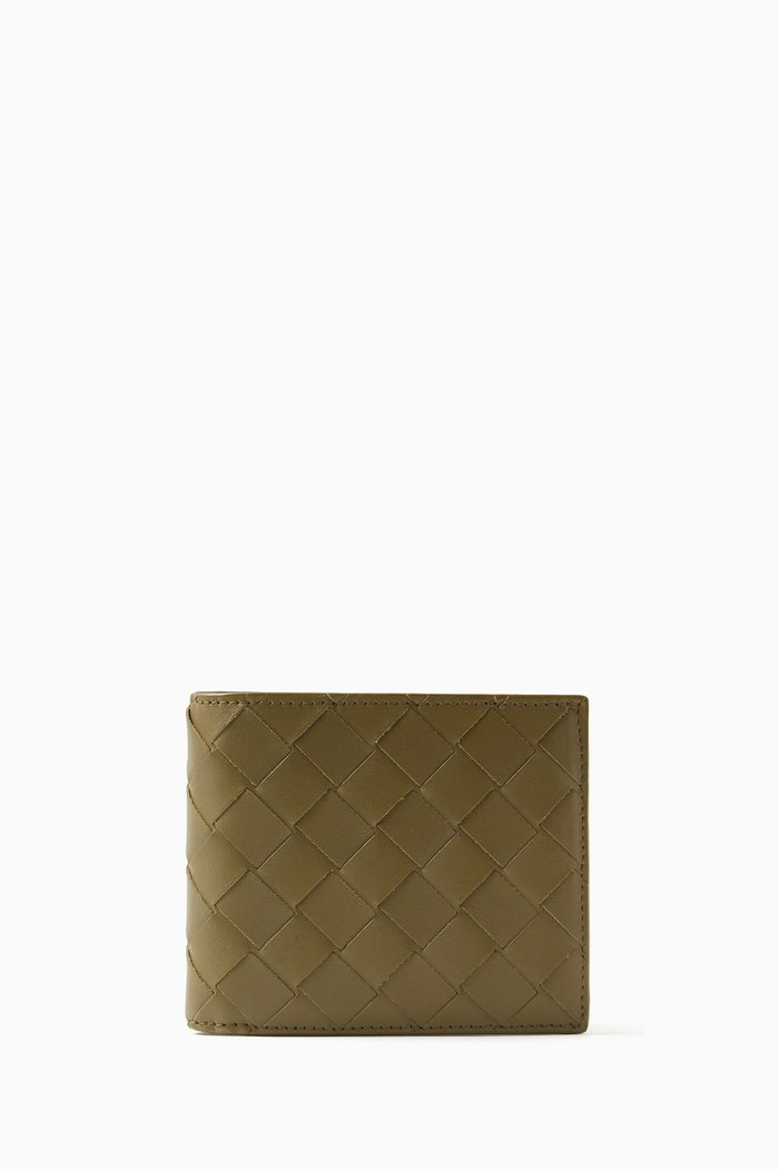 

Bi-fold Wallet in Intrecciato Leather, Brown