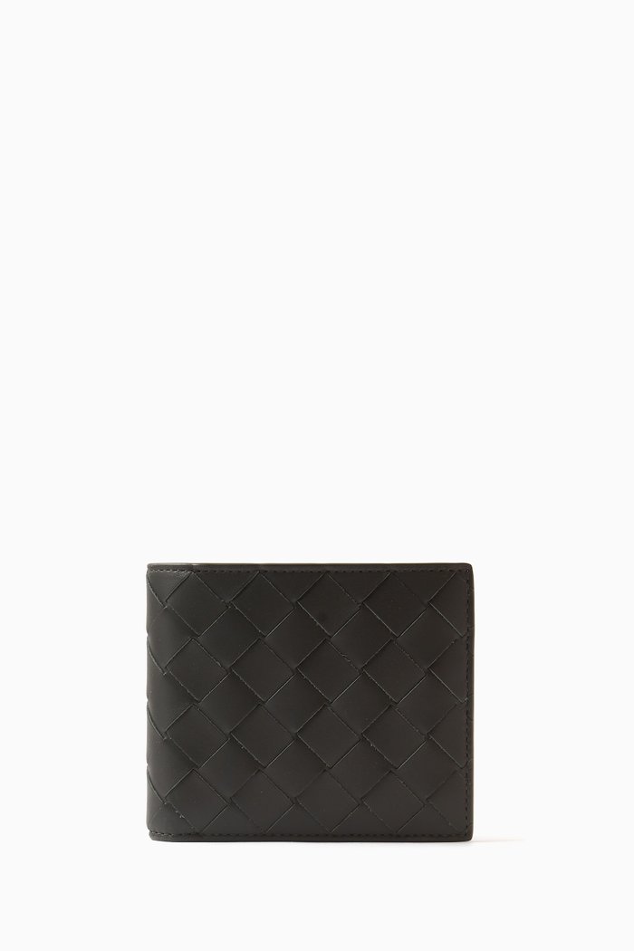 

Bi-fold Wallet in Intreccio Leather, Green