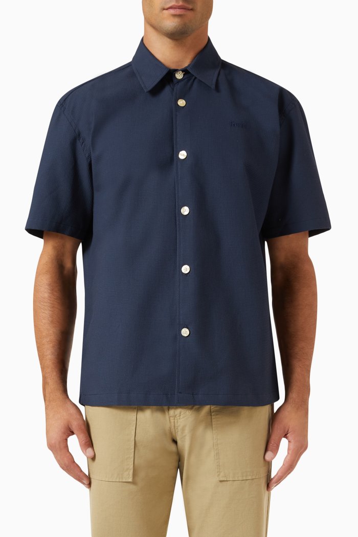 Pantera Shirt in Waffle Cotton, Blue