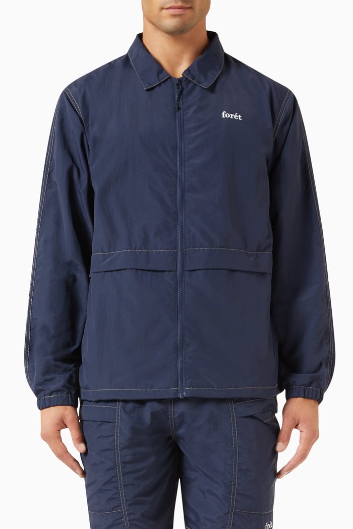 Space Logo Jacket in Recycled Nylon, Blue