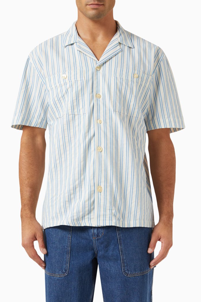 

Sway Striped Shirt in Organic Cotton, Blue
