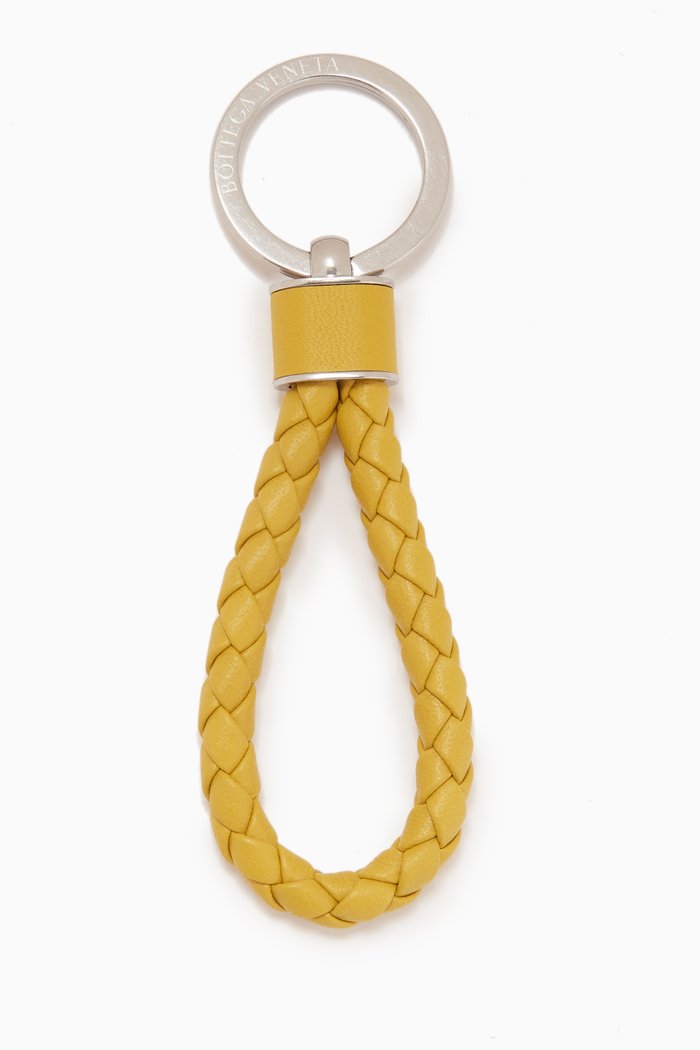 

Key Ring in Intrecciato Leather, Yellow