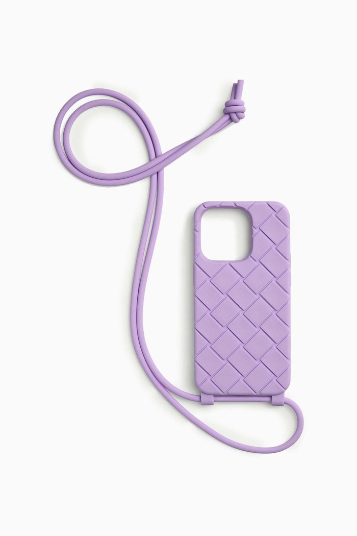 

iPhone 14 Pro Phone Case in Intreccio Rubber, Purple