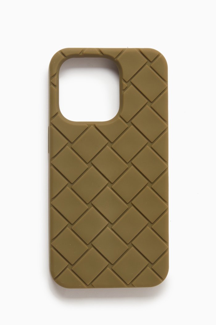 

iPhone 14 Pro Phone Case in Intreccio Rubber, Brown