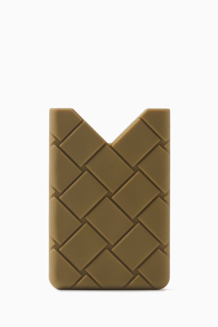 

Card Case in Intreccio Rubber Silicone, Brown