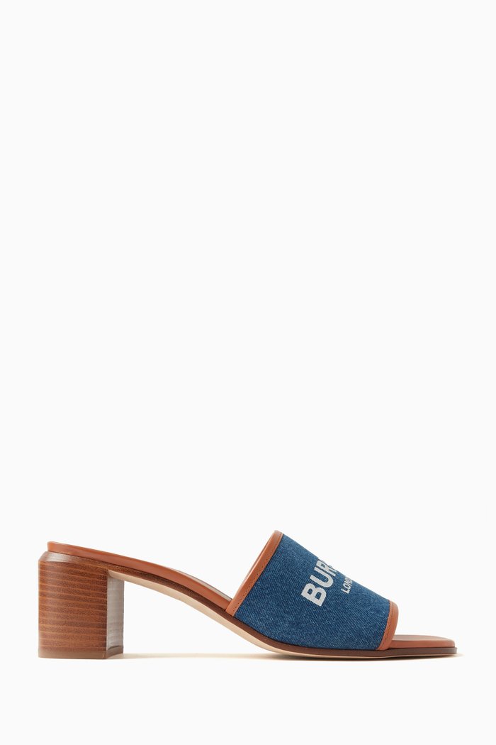 

Wilma 55 Logo Mule Sandals in Denim, Blue