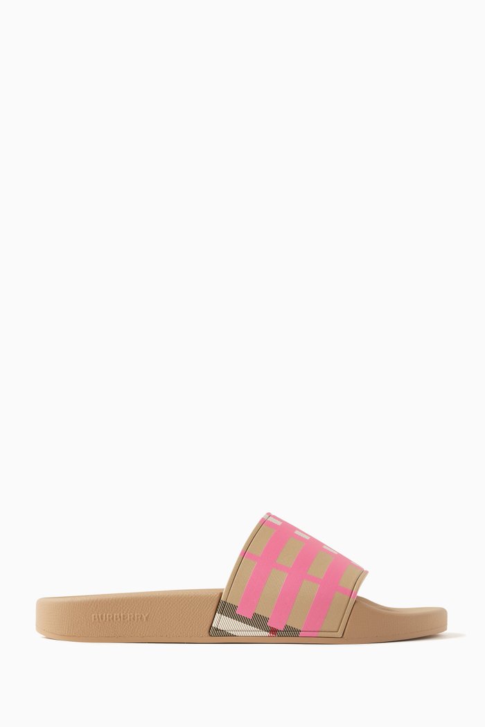 

Furley Vintage Check Slides in Rubber, Pink