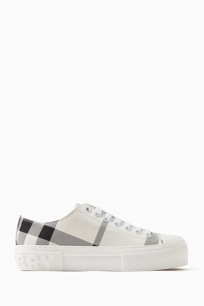

Sneakers in Check Cotton Canvas, White