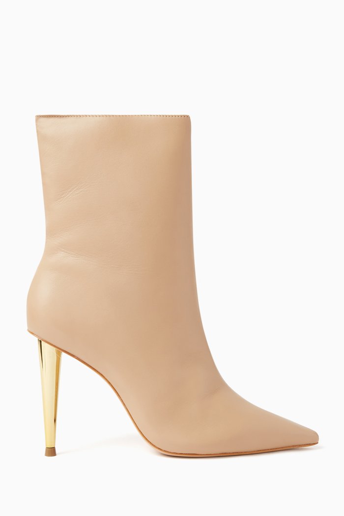 

104 Metallic Heel Ankle Boots in Leather, Neutral
