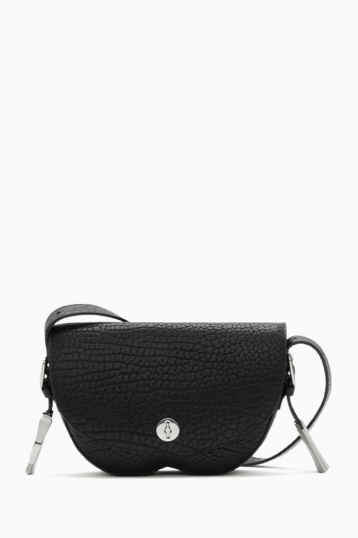 

Small Chess Satchel Bag in Leather, Black
