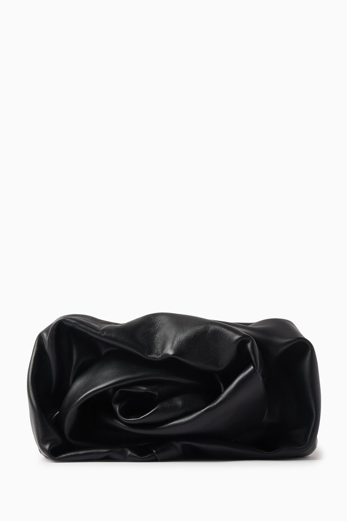Rose Clutch in Lambskin Leather, Black