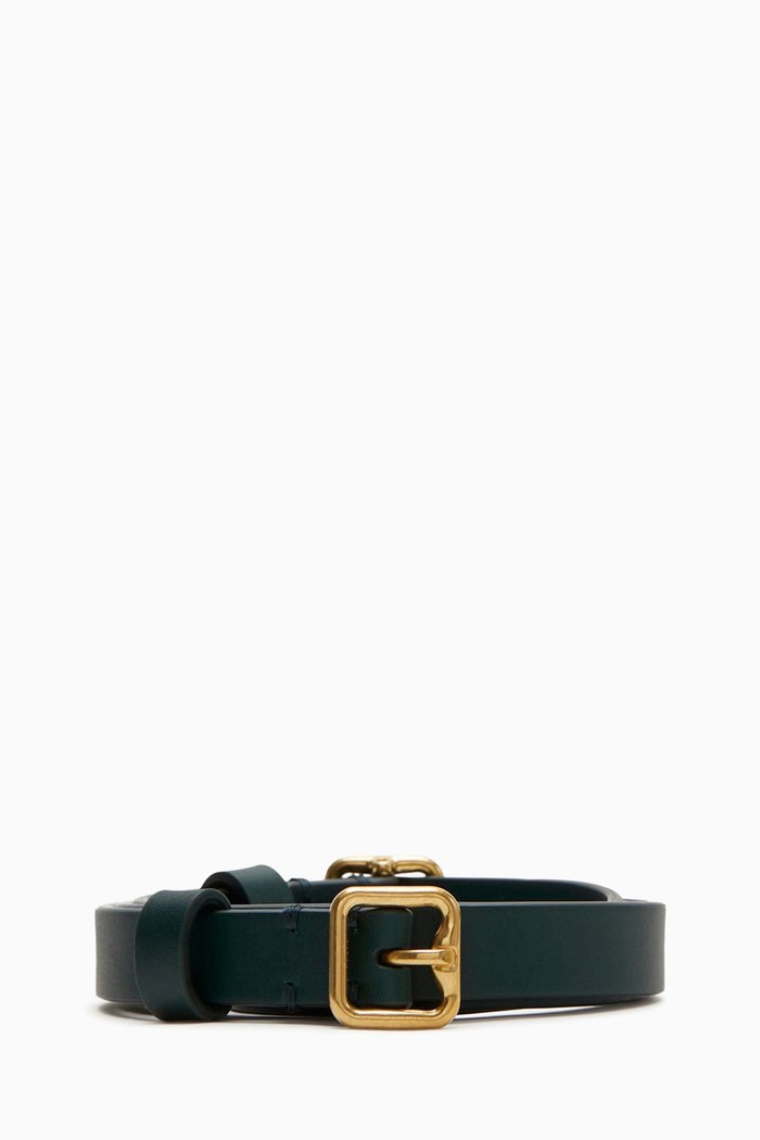 

Double B Buckle Belt in Calfskin Leather, Green