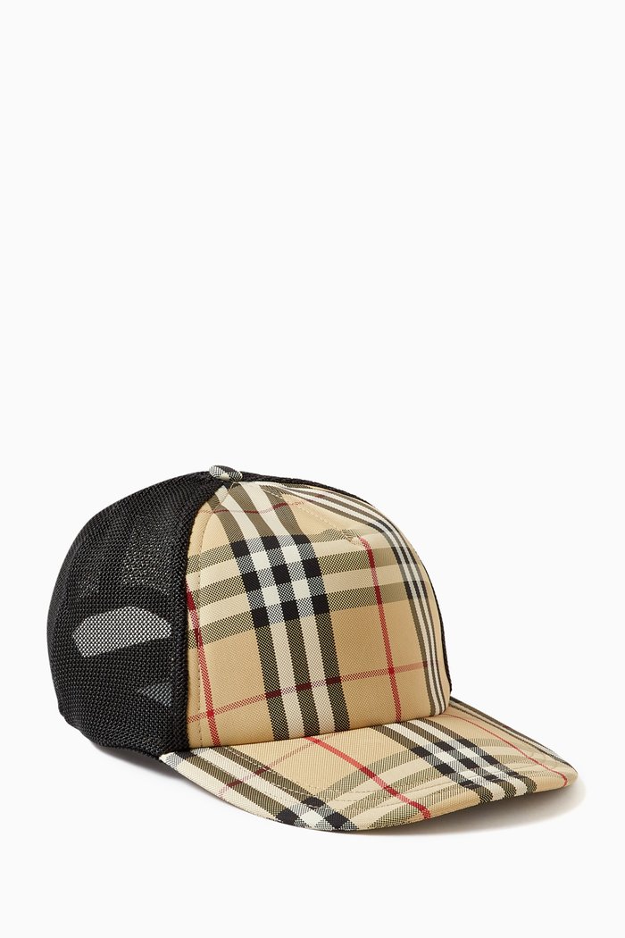 

Baseball Cap in Vintage Check & Mesh, Neutral